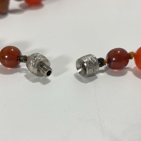 Vintage Carnelian Agate Beaded Necklace Natural Red Brown Polished Screw Clasp - Picture 7 of 7